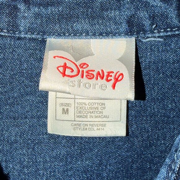 Vintage Disney Store Seven Dwarfs Embroidered Denim Shirt Button Front M - Picture 5 of 11